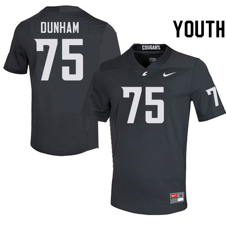 Youth #75 Noah Dunham Washington State Cougars College Football Jerseys Stitched-Charcoal